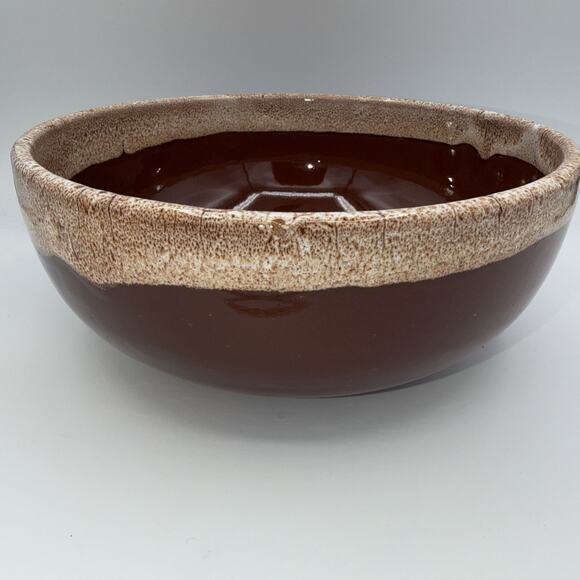 Vintage Brown Drip Glaze Large Pottery Serving Bowl 9” Dia X 4” USA 70s MCM 1973 - Picture 2 of 10